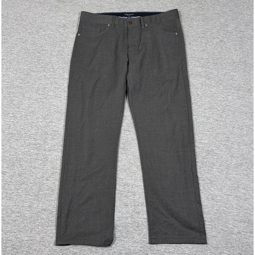Peter Millar Collection Pants Mens 34x29 Gray Wool Flannel Stretch Golf City